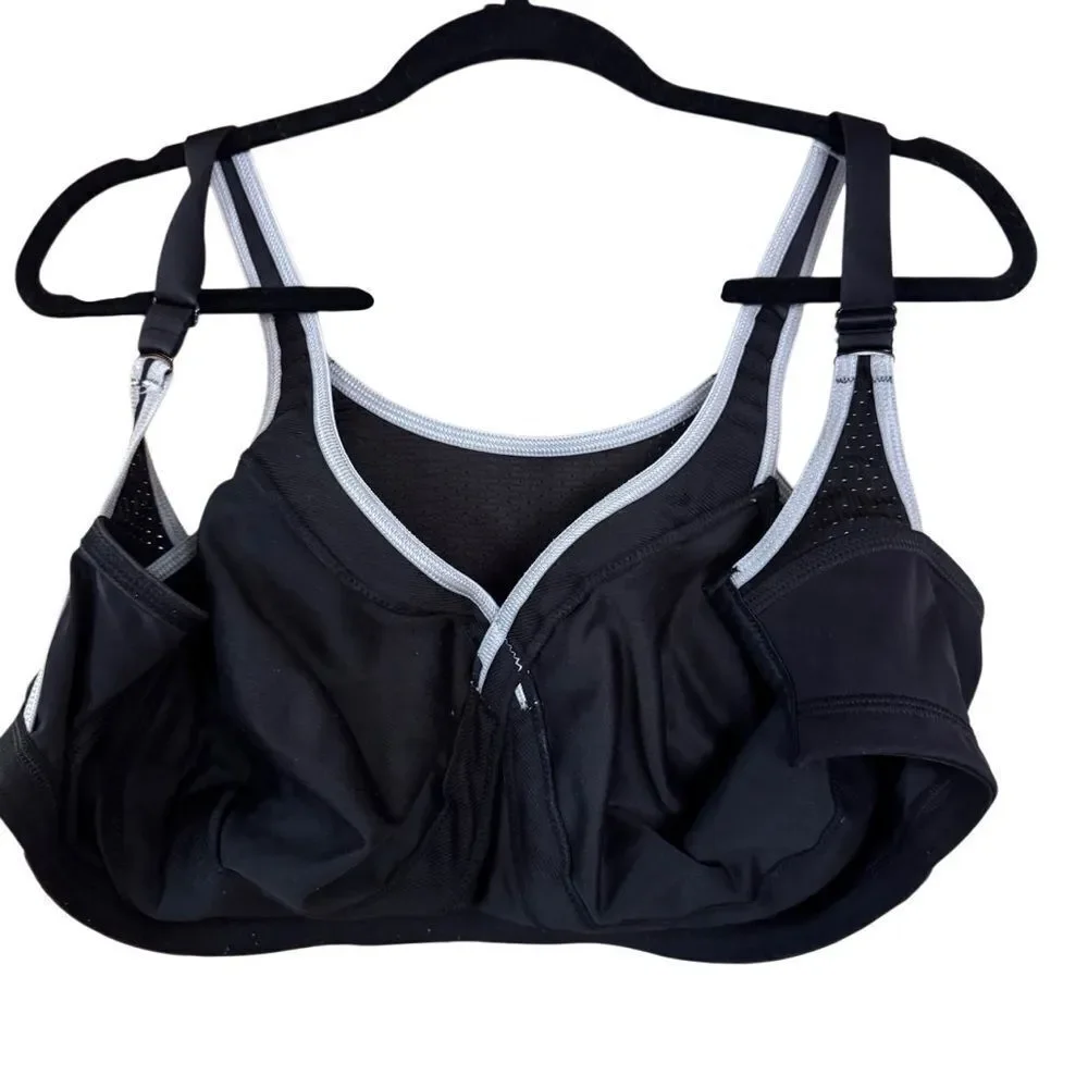 Glamorise- Elite Performance Adjustable Wirefree Sport Bra #1167 Black Gray, 38H - Picture 9 of 14